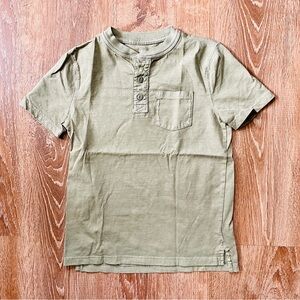 GAP Boy’s Muted Olive Green Henley Cotton T-Shirt Tee Medium 8-9